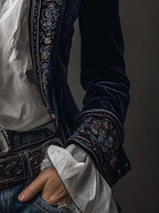 Aura | Blazer Largo con Bordados Vintage