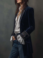 Aura | Blazer Largo con Bordados Vintage