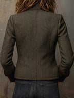 Aura | Blazer Vintage de Espiga con Detalles en Contraste