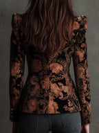 Aura | Blazer de Vestir con Estampado Floral Negro y Bronce