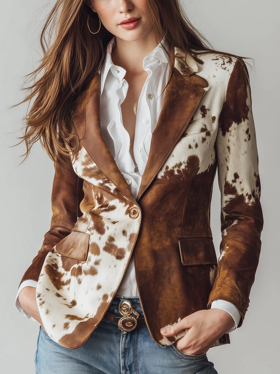 Aura | Blazer Vintage con Estampado Elegante