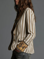 Aura | Blazer Bohemio de Rayas con Cuello Estampado