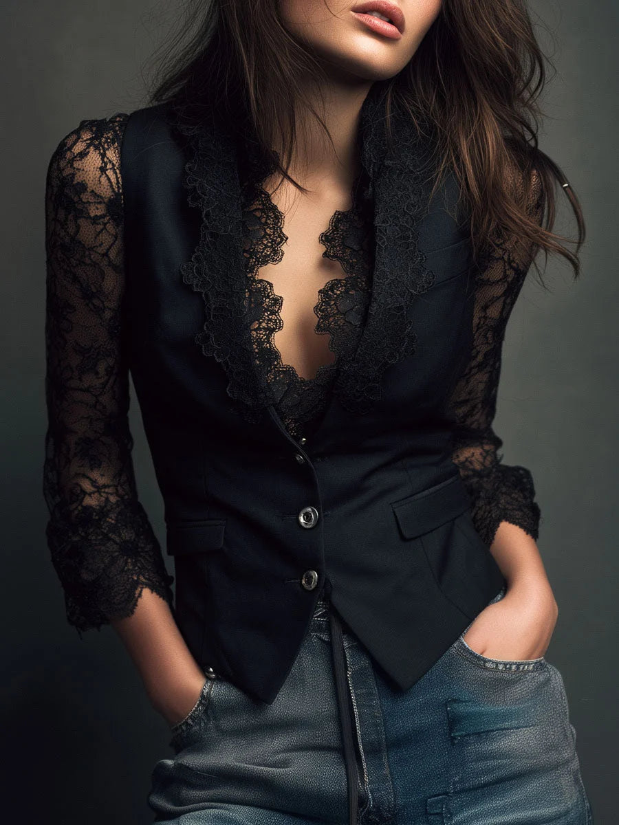Aura | Blazer con Mangas Semitransparentes