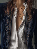 Aura | Blazer Largo con Bordados Vintage