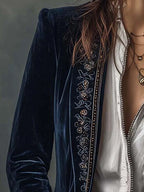Aura | Blazer Largo con Bordados Vintage