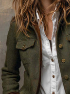 Aura | Blazer Vintage de Espiga con Detalles en Contraste