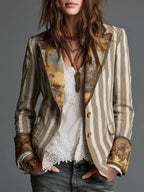 Aura | Blazer Bohemio de Rayas con Cuello Estampado