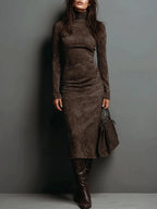 Aura | Vestido Midi Marrón de Corte Elegante y Fluido