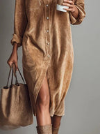 Aura | Vestido Midi de Pana Premium