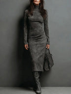 Aura | Vestido Midi Marrón de Corte Elegante y Fluido