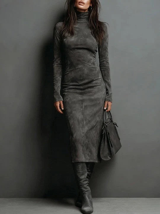 Aura | Vestido Midi Marrón de Corte Elegante y Fluido