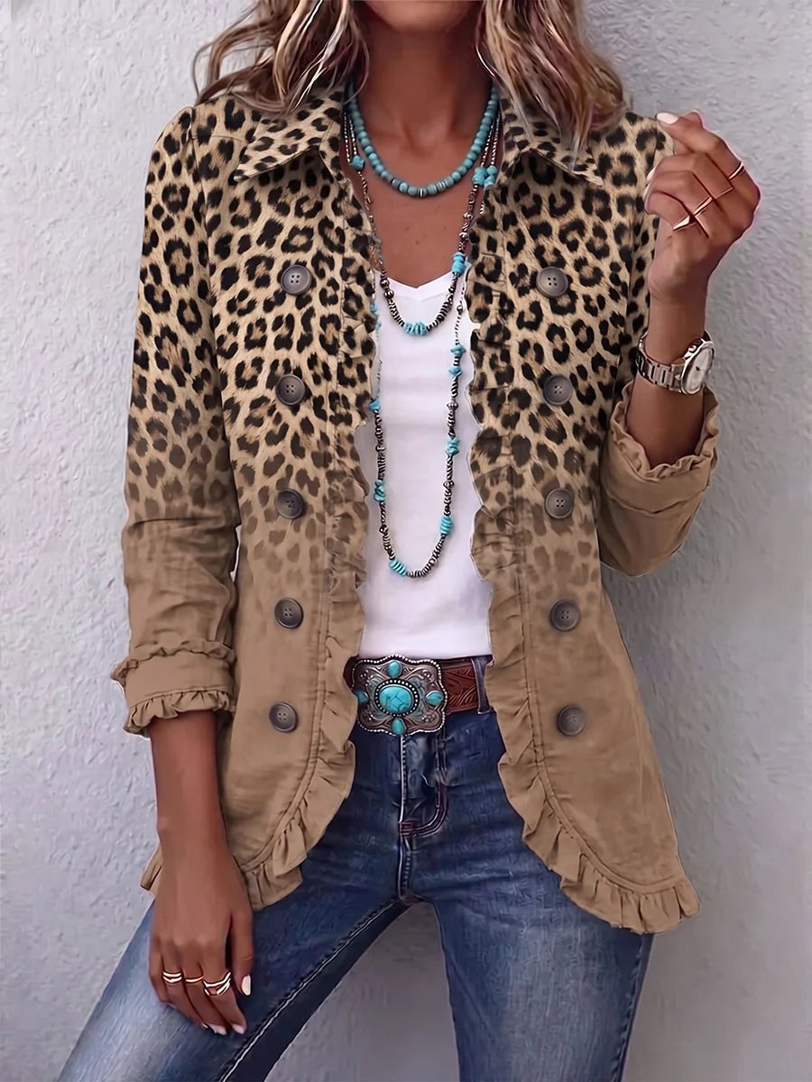 Aura | Chamarra Vintage con Estampado de Leopardo Degradado