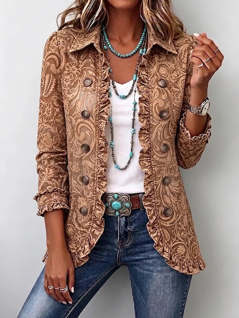 Aura | Chamarra Bohemia Vintage con Estampado Floral